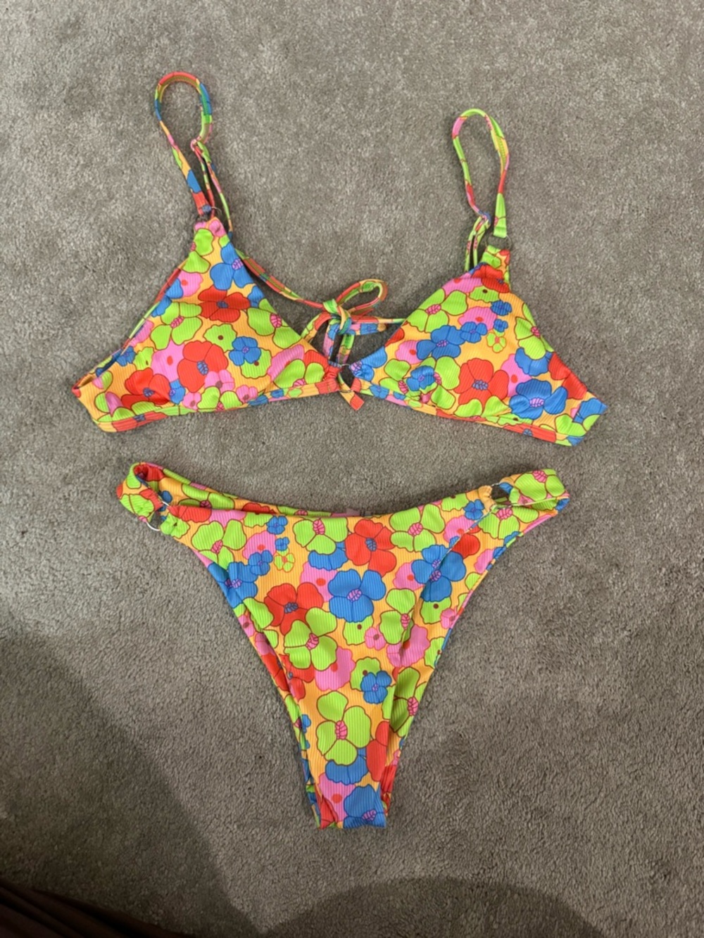 Amazon Neon Floral Bikini Set - Green, Pink, Blue, Orange